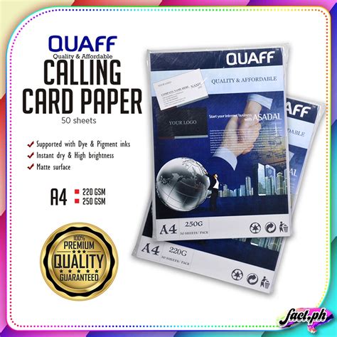 A4 Size Quaff Double Sided Matte Calling Card Paper Cardstock Paper