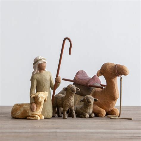 Willow Tree 6 Piece Nativity Shepherd And Stable Animals Image Willow