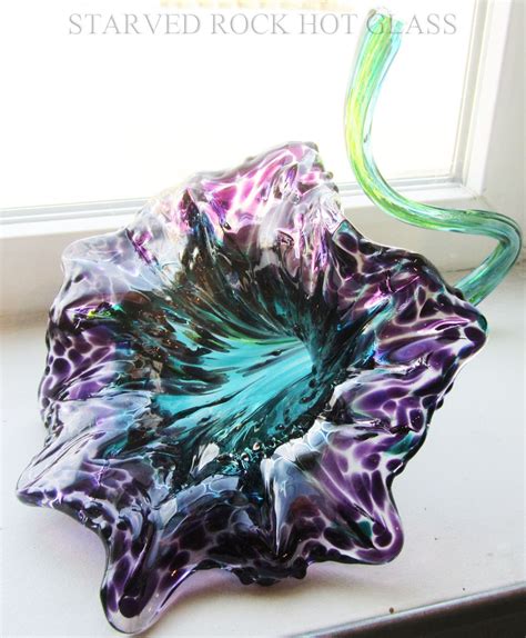Hand Blown Glass Flower By Starvedrockhotglass On Etsy