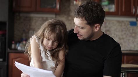 Man Hugs Strokes His Little Daughter Stock Video Footage 0023 Sbv