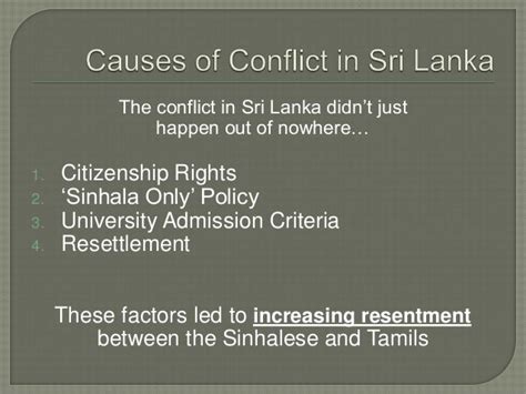 Causes Of The Conflict In Sri Lanka
