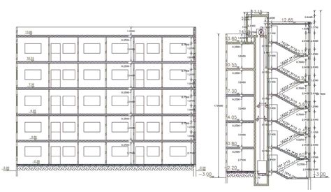 5 Storey Apartment Building Section Drawing Dwg File Cadbull