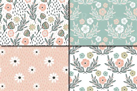 Romantic Floral Seamless Digital Paper Pastel Floral Patterns By Vr