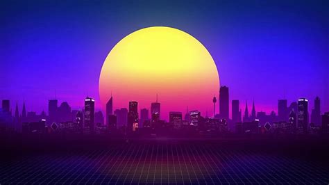 Synth City Motion Background Loop Vaporwave Synthwave City Animation