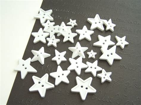 40 White Star Buttons Star Buttons White Buttons Stars Bulk