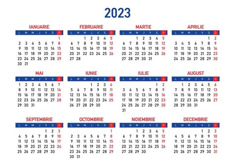 Calendar 2023 In Romanian Language 8032975 Vector Art At Vecteezy