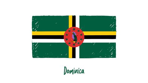 Free Dominica National Flag Pencil Color Sketch With Transparent