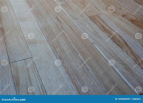 Natural Hickory Wood Floor Panels Photographed From Above Stock Image