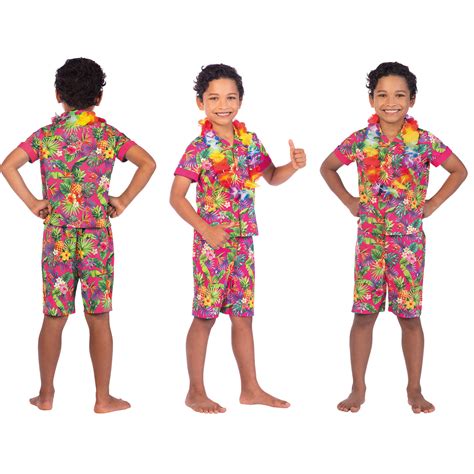 Childrens Hawaiian Hawaii Hula Fancy Dress Costume Set Kids Holiday