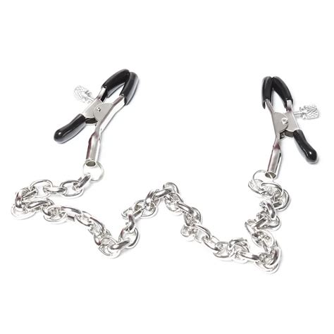 sexy costumes stainless steel metal chain nipple milk clips breast clip sex slaves nipple clamps