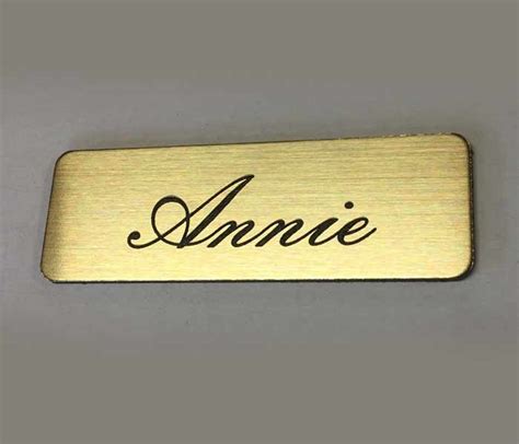 Brushed Gold Name Badge With Text And Pin Attached Laserable Plastic 70
