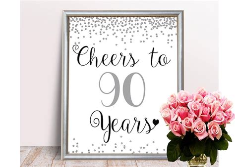 Cheers To 90 Years 90th Birthday Sign 90th Anniversary Sign Etsy