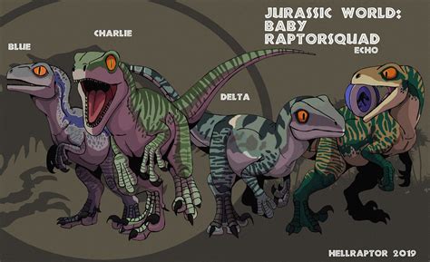 Velociraptor Echo Illustration Drawing From Jurassic World Velociraptor Squad Dinosaur
