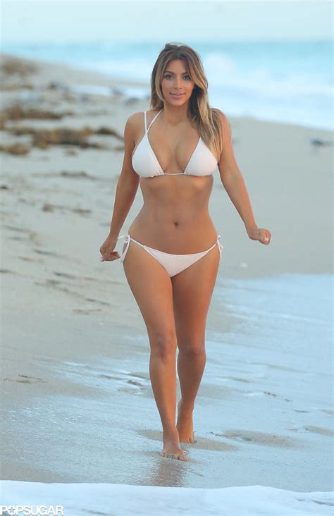 Kim Showed Off Her Postbaby Body In A White Bikini In Miami Back In Dangerous Curves Ahead