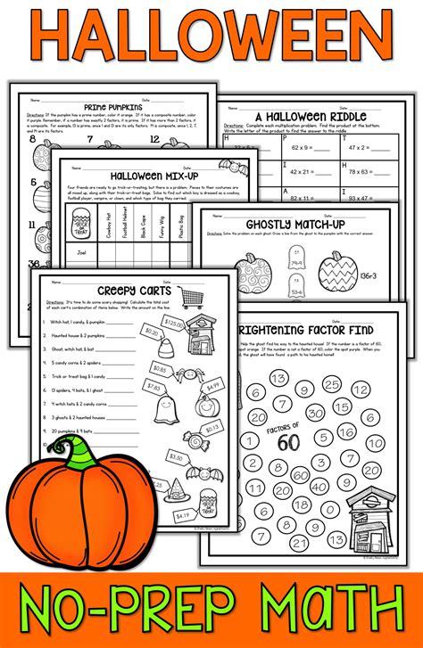 5th Grade Math Worksheets Fun Crafts Halloween