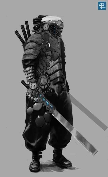 Future Tech Samurai Sci Fi Concept Art Cyberpunk Art Concept Art Characters
