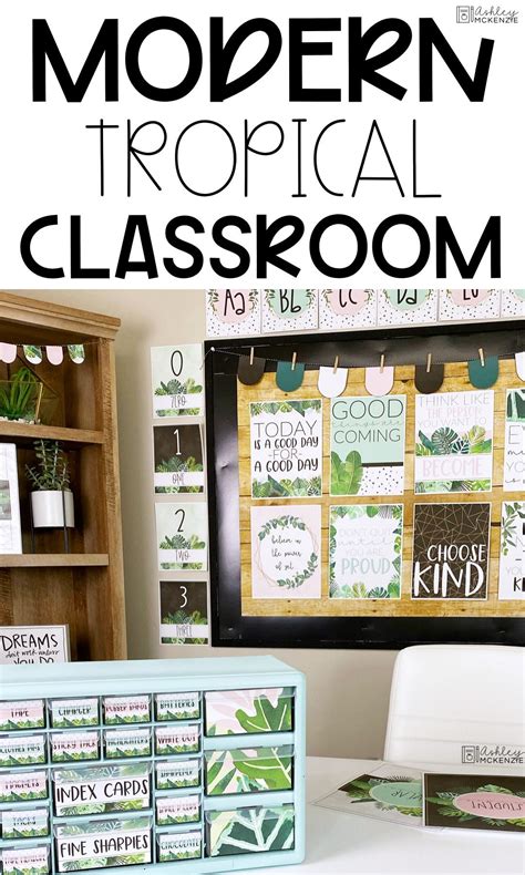 Looking For A Modern And Calming Classroom Theme This Modern Tropical Classroom Decor Theme Is