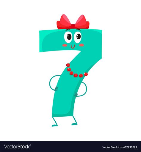 Cute And Funny Colorful 7 Number Characters Vector Image