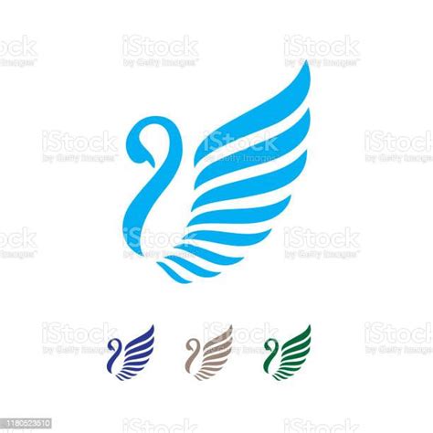 New Stylish Spreading Wings Swan Logo Design Vector Logotype Sign Illustration Stock