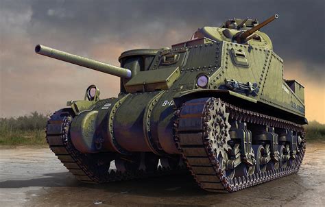 Обои Us Army M3 Lee американский средний танк с клёпаным корпусом