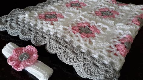 Baby Girl Lacy Granny Square Baby Crochet Blanket Afghan Etsy