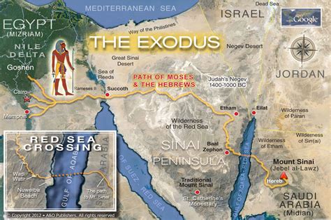 Exodus Route Map Enlarged Mount Sinai Exodus Bible Mapping