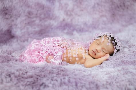 Premium Photo Newborn Cute Baby Infant On Wool Shag Rug Background