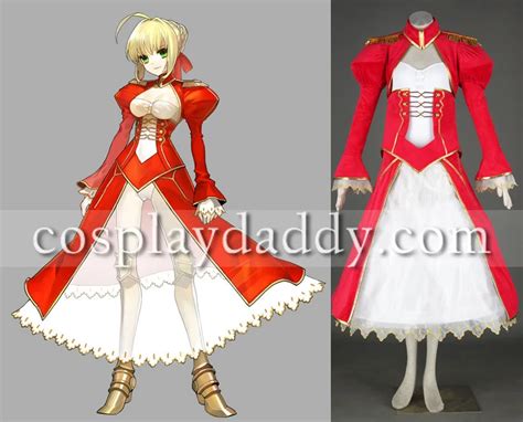 Fate Stay Night Cosplay Costume Red Saber Swordsman Outfit 2nd Version