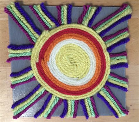 Kathys Art Project Ideas Mexican Sun Huichol Yarn Painting Art Lesson
