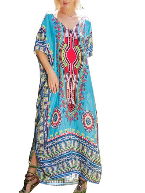 Womens Plus Size Boho Loose Baggy Hippie Dress Holiday Beach Floral