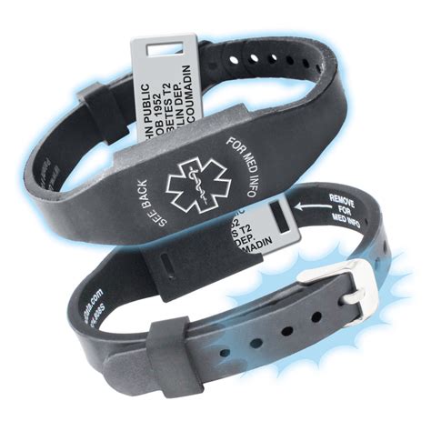 Medical Alert Bracelet Waterproof Hypoallergenic Silicone Wristband 10