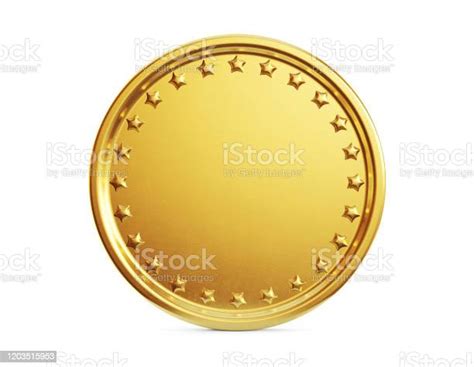 Empty Gold Coin Isolated On A White Background Clipping Path Stock