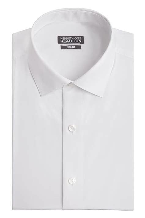 Kenneth Cole Mens Dress Shirts Slim Fit Solid Chambray Spread Collar At