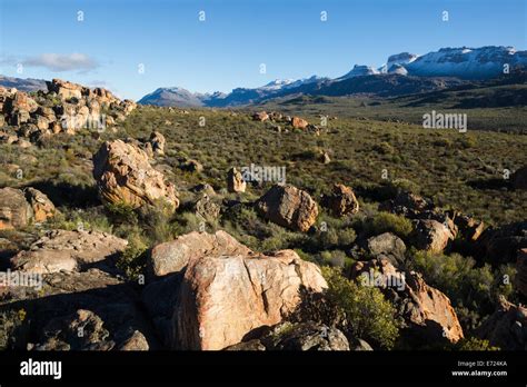 Snow Capped Mountains In The Cederberg Wilderness South Africa Stock