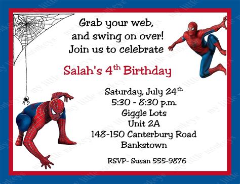 Free Spiderman Birthday Invitations Printable