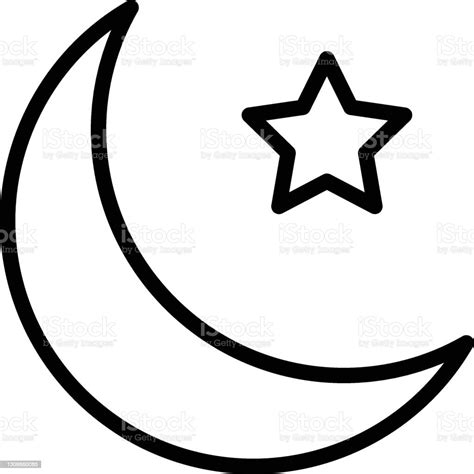 Bulan Purnama Dengan Konsep Bintang Desain Ikon Vektor Ramadhan Kareem