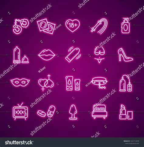 Sex Shop Signs Neon Thin Line Stock Vector Royalty Free 1241712970 Shutterstock