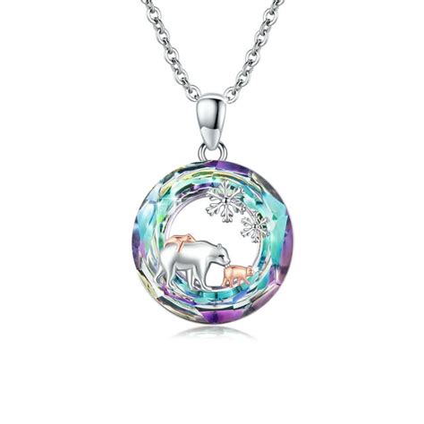 Cuoka Polar Bear Necklace Healing Austrian Crystal Pandent Necklaces