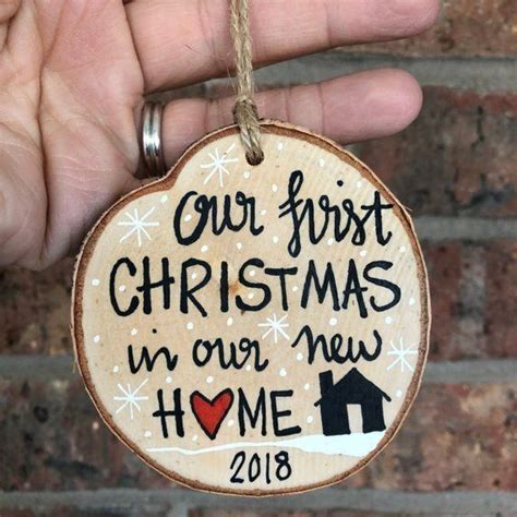 Our First Christmas In New Home Hand Painted Wood Ornament New