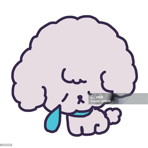 Illustration Of A Cute Toy Poodle Dog Crying Because It Is Sad And