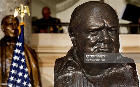 The Bust Of Sir Winston Churchill By Oscar Nemon Is Shown During A