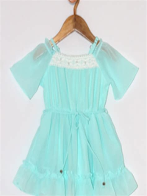 Buy Peppermint Turquoise Blue Embroidered Chiffon Dress Dresses For