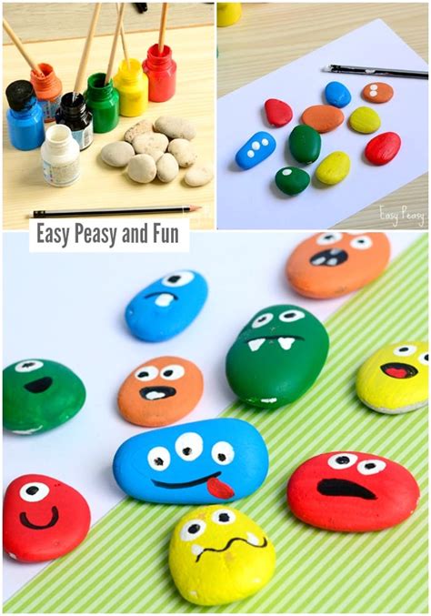 Painted Monster Rocks Halloween Crafts For Kids Easy Peasy And Fun