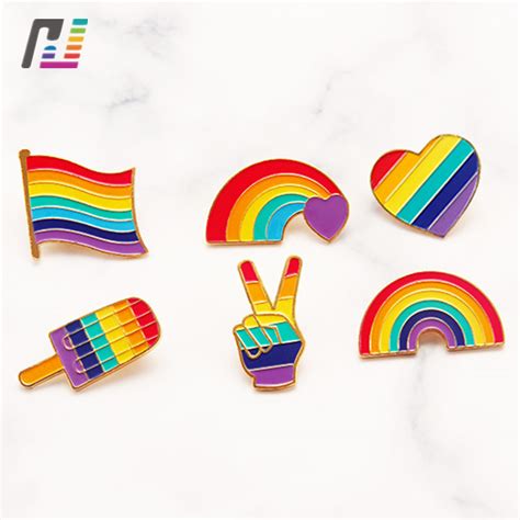 Wholesale Soft Enamel Lgbt Lesbian Gay Pride Badge Rainbow Enamel Lapel