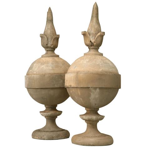 Pair Of Large Architectural Roof Top Sphere Form Finials At 1stdibs