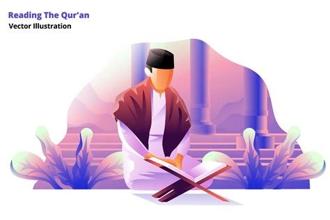 Reading Quran Vector Illustration Pre Designed Illustrator Graphics