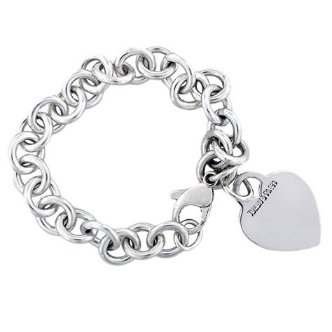 Tiffany Co Sterling Silver Heart Charm Bracelet