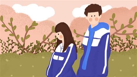 High School Love Couple Uniforms Shoulder Bag Hand Painted Illustration