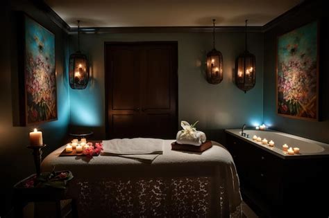 Premium Photo A Massage Room With Candles And Candles On The Walls