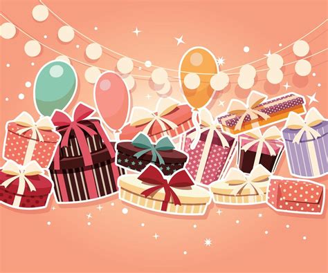 Birthday Background With Sticker Presents And Balloons 695516 Vector